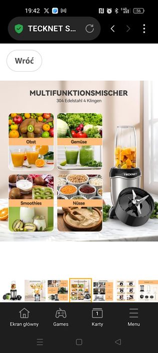 TECKNET Smoothie Maker, mikser stojący