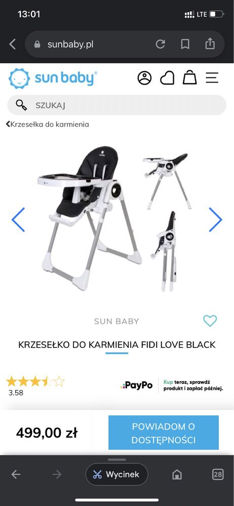 Krzesełko do karmienia sunbaby