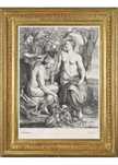 Drzeworyt z 1652 - 1660 rok, Alegoria obfitości, 38cm x 53cm