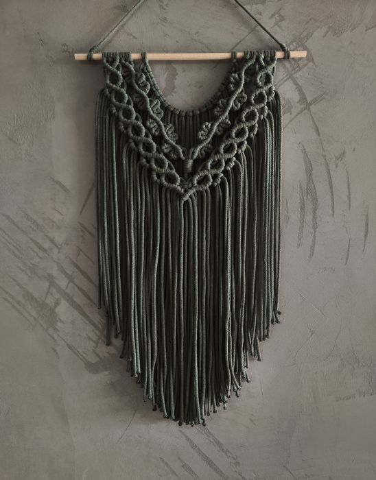 Makrama handmade ciemna zieleń w stylu boho