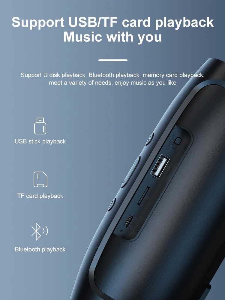 Głośnik Bluetooth Dual Speaker Stereo Przenośny Subwofer Bezprzewodowy