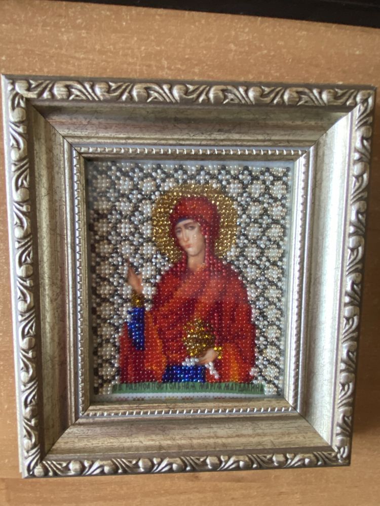 Картины маслом,из янтаря,именная икона Мария