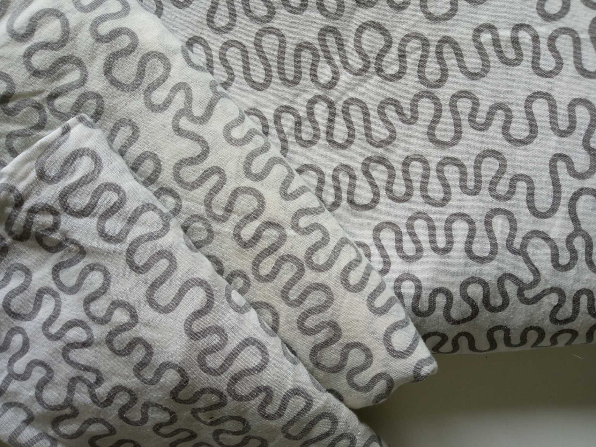 IKEA pościel 200x200 i 2x 20x60 KRAKRIS biała w szare wzory