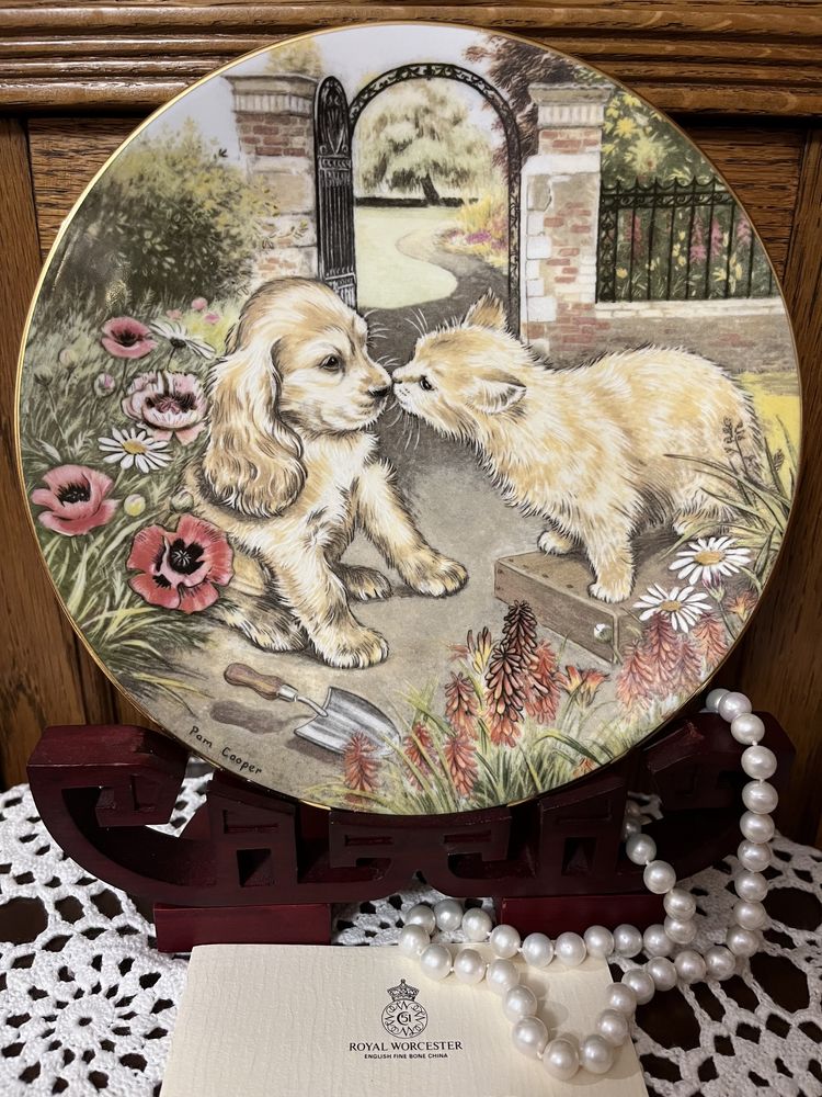 Cudoo Pies Kot Compton Woodhouse Angielska Porcelana Talerz Vintage