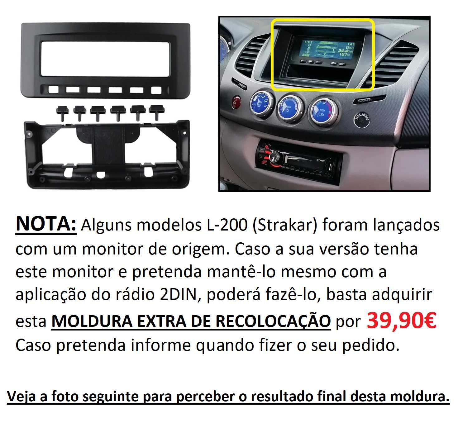 (NOVO) Rádio 2DIN • Mitsubishi L200 • [4+32GB] Android • L-200 Strakar