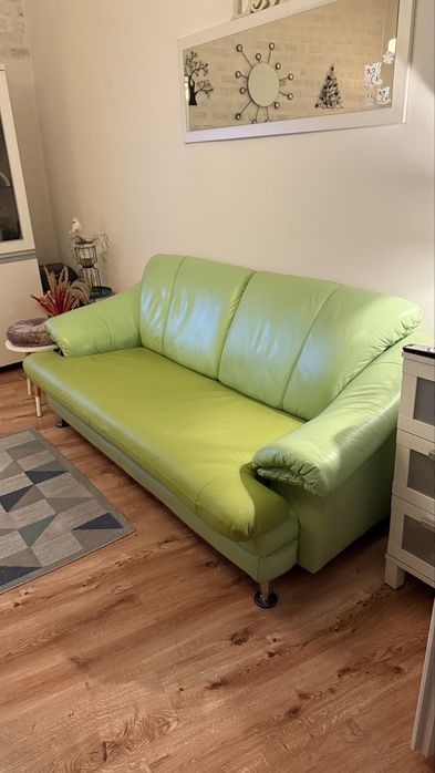 Zestaw wypoczynkowy skóra funkcja spania - bardzo dobry stan !