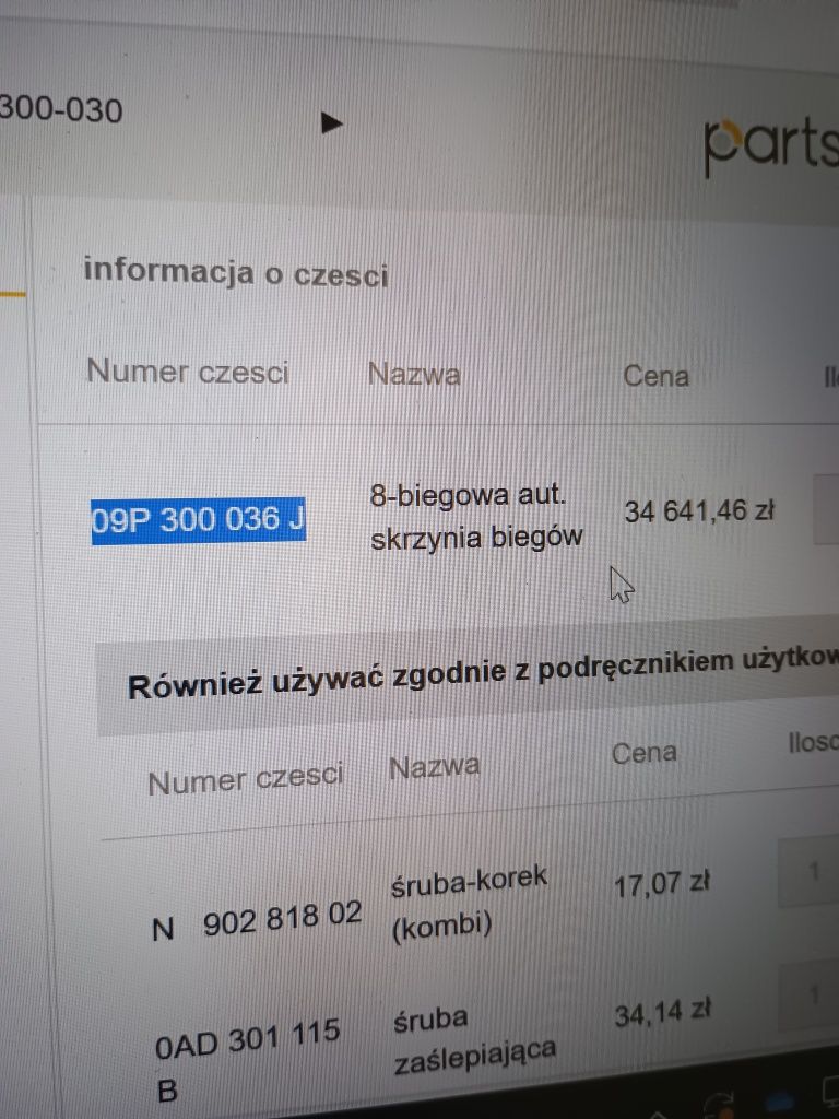 Automatyczna skrzynia AQ450 VW