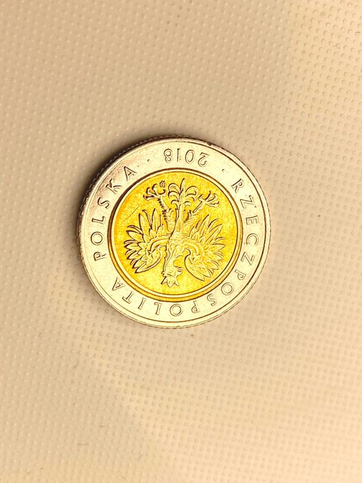 5 zł moneta 2018 destrukt menniczy przesunięty rdzeń krzywa pieczęć