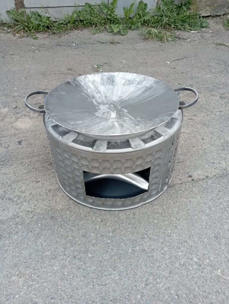 Садж, сковорода з диска борони 45 см, з підставкою мангалом