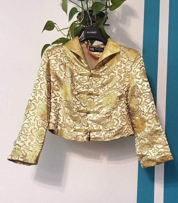 Złoty żakiet bolerko w stylu japońskim cudna stylizacja roz. S, M