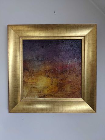 Obraz olejny "Amber landscape" malarstwo olejne 43x43 cm K. Urbańska