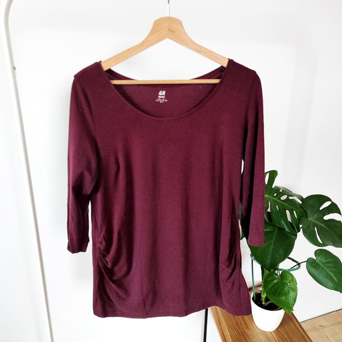 Bluzka ciążowa 40 L H&M Mama burgundowa bordowa 3/4 rękaw