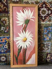 Obrazek drewniany kwiaty vintage