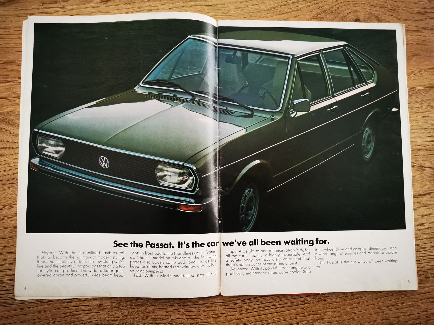 Prospekt z 1973 roku Volkswagen Passat (j. angielski)