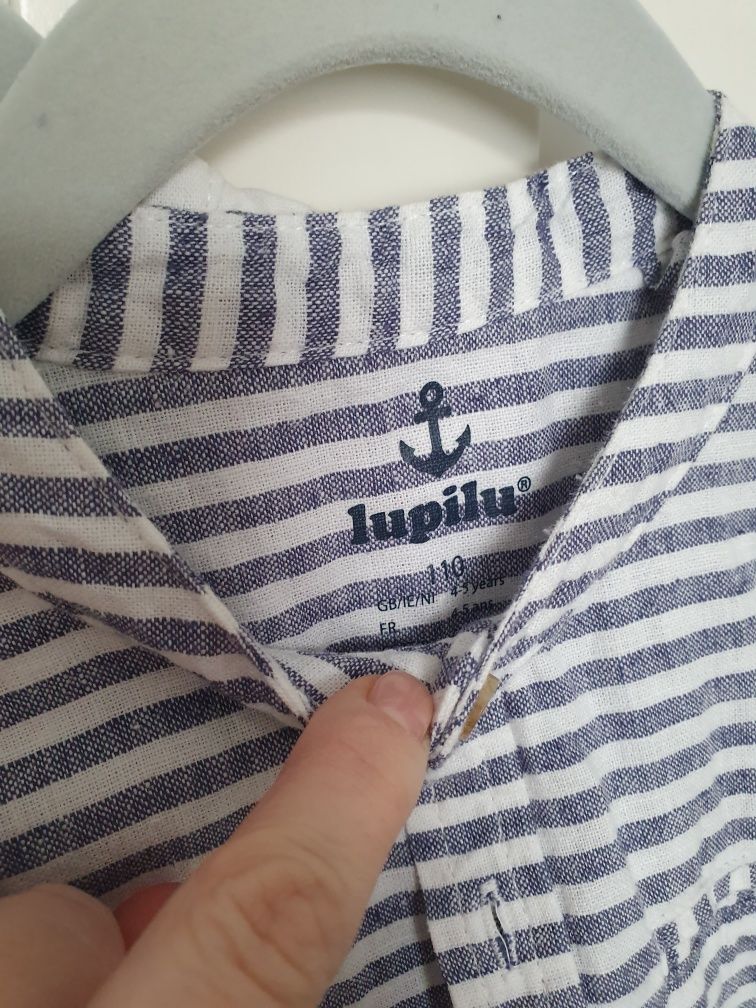 Koszula Crivit paseczki białe 104/110 len z domieszką