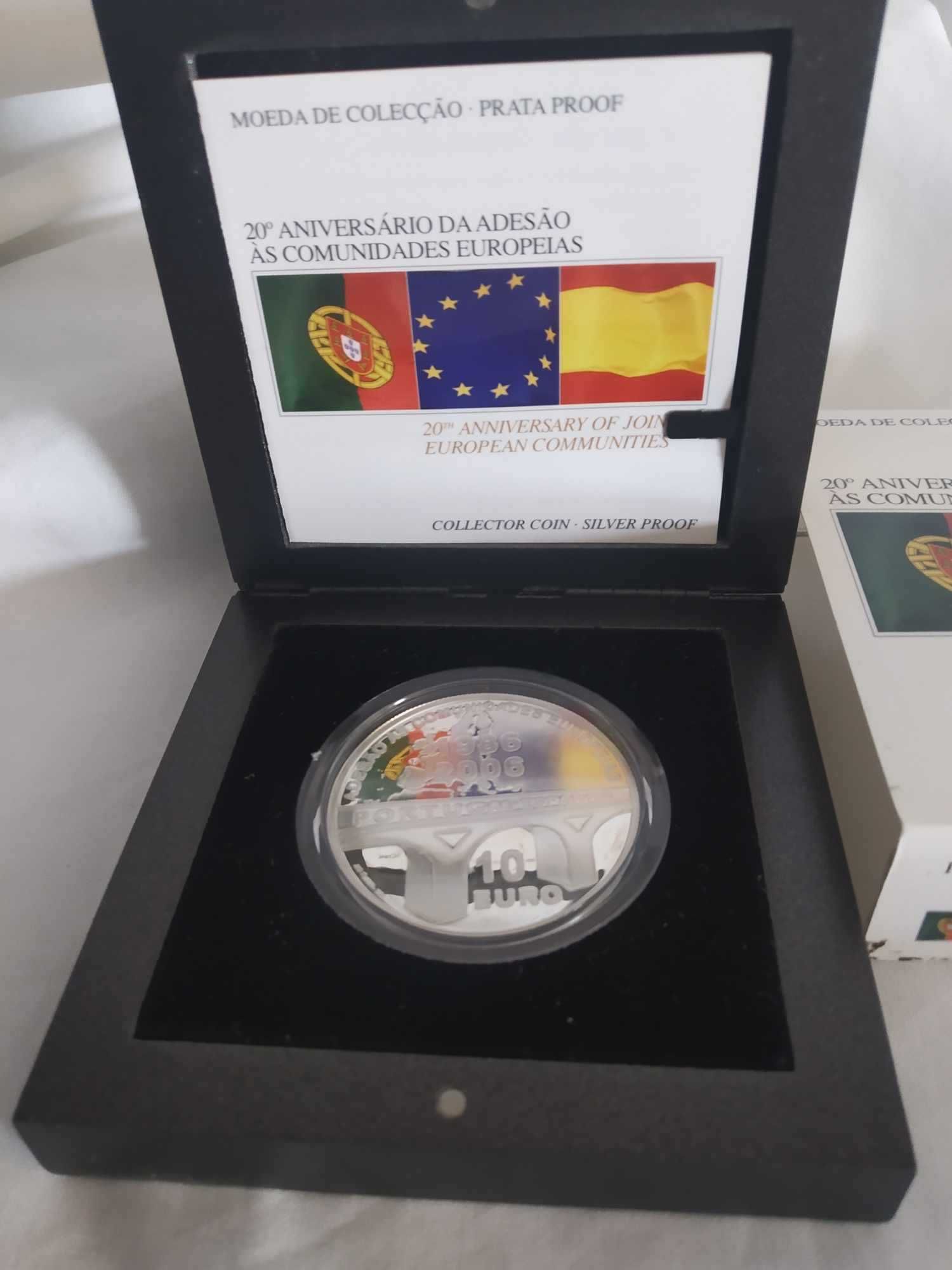 moeda prata proof 10 € 20 Anos de Adesão ás C.E