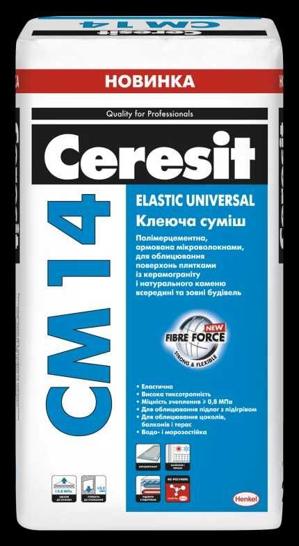 CM-14/25 Ceresit Elastic Universal Эластичная клеящая смесь, 25 кг