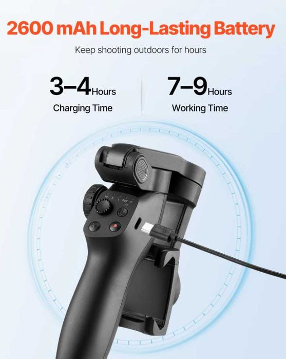 Estabilizador para smartphone, portátil e dobrável de 3 eixos