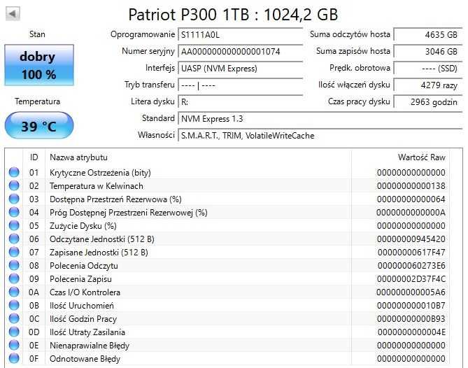 Dysk SSD zewnętrzny Patriot P300 1TB