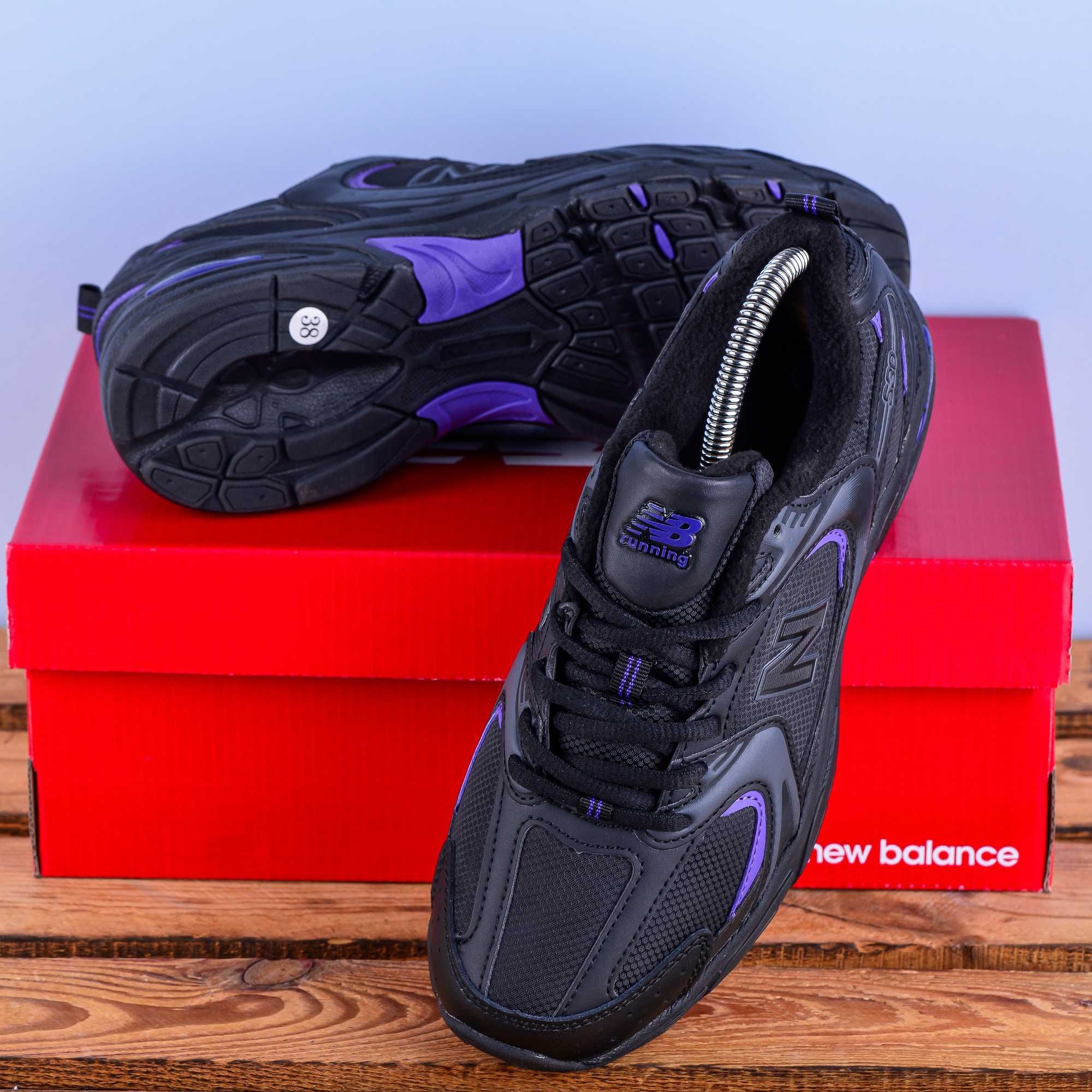 (2001)ТЕРМО Зимові кросівки New Balance 530 чорні з фіолетовим (36-41)