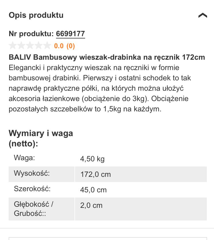 Bambusowy wieszak-drabinka