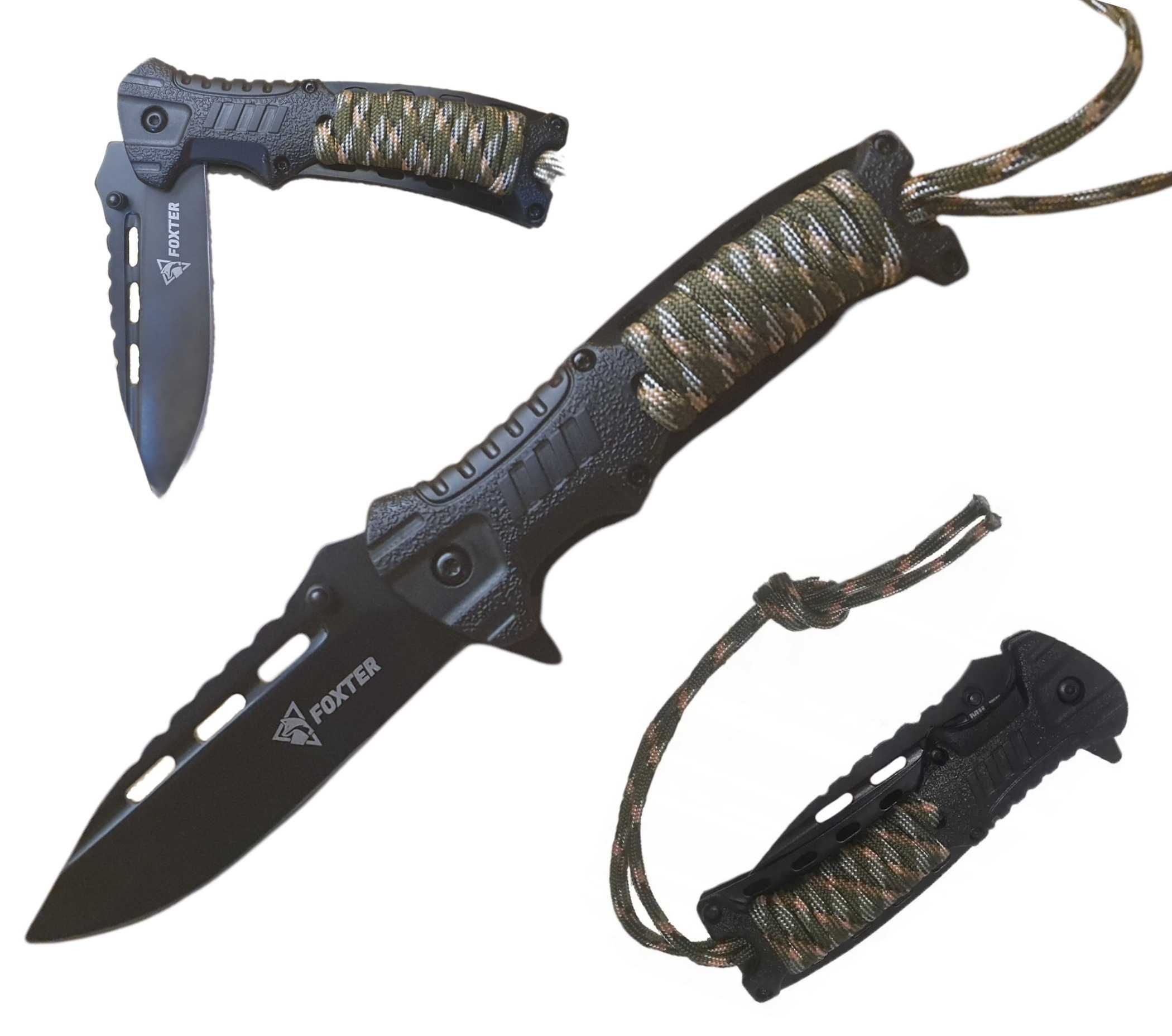 Nóż SCYZORYK taktyczny FOXTER paracord krzesiwo magnezowe NS60