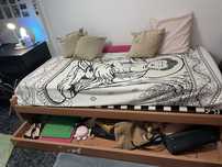 Cama + estrado + colchão + gavetão para cama extra ou para arrumação