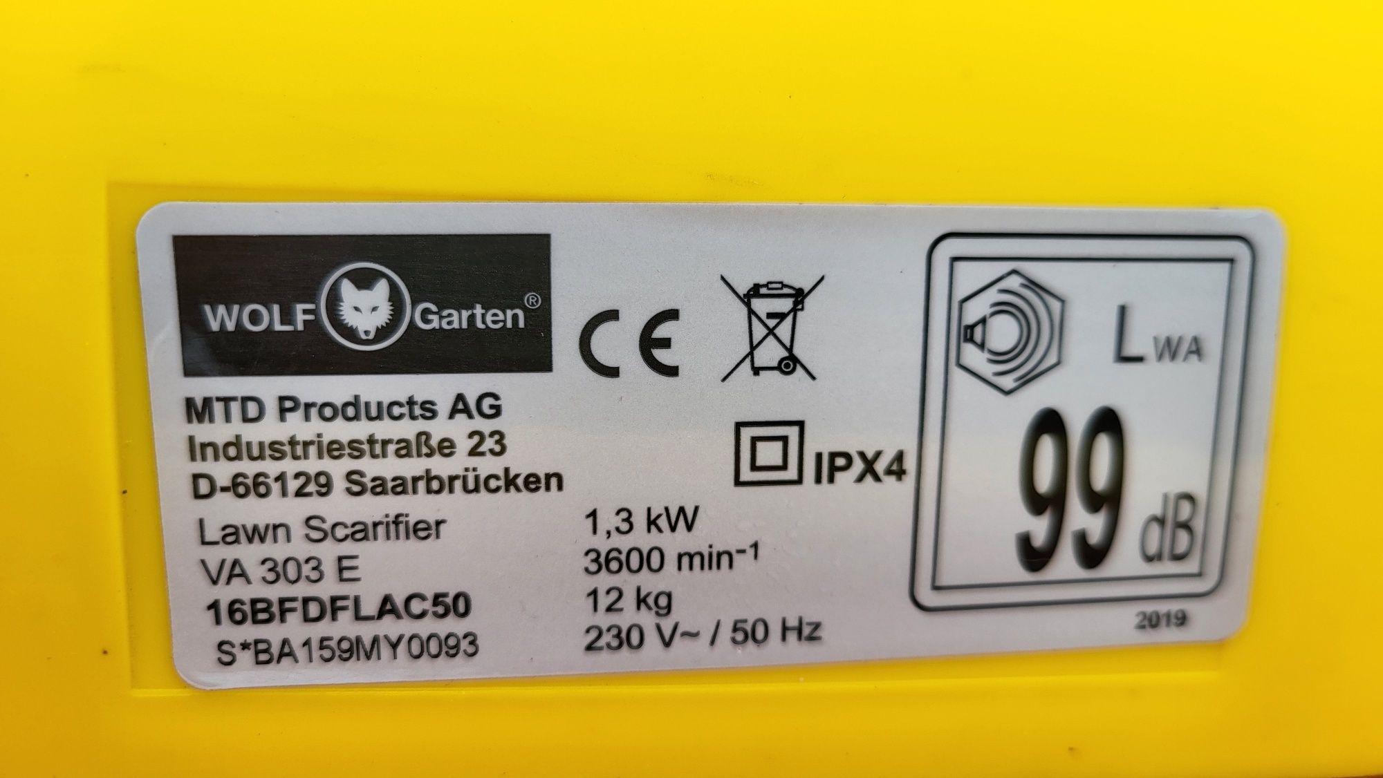 Glebogryzarka Wolf VA 303E, 1.3 kW, elektryczna