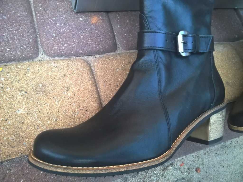 NOWE Buty-Kozaki BOTKI Damskie38 Natural skóra100% CZARNE I-Klasa Gw6m