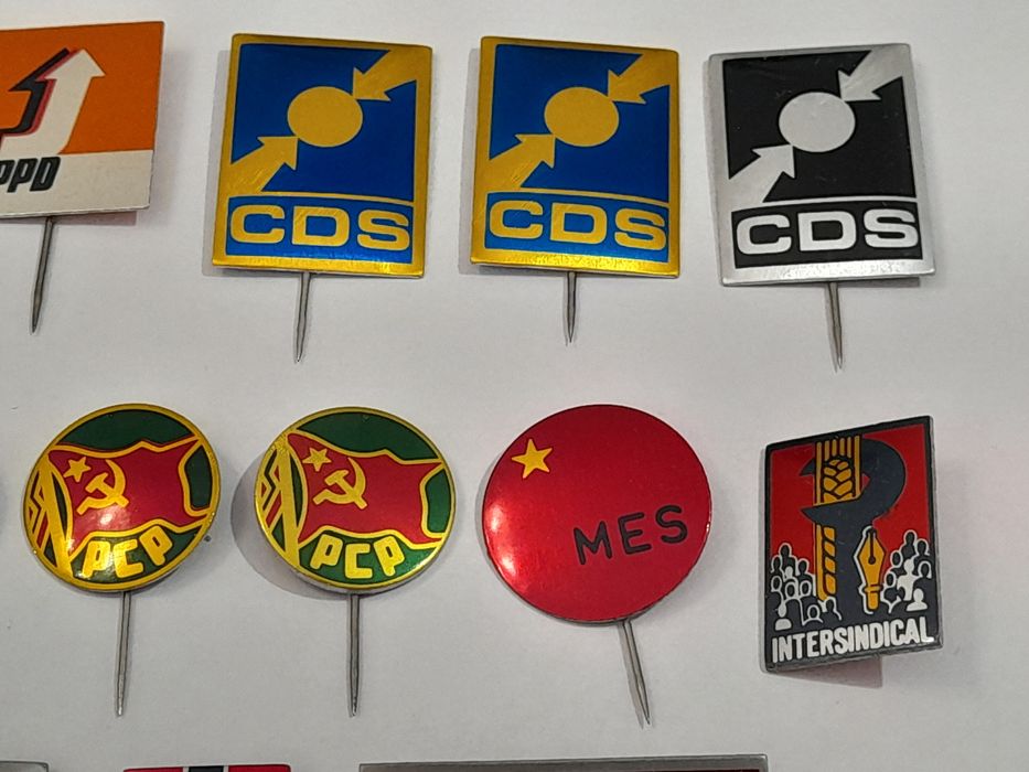 Alfinetes Políticos PPD, CDS, PPM, PCP, MDP, Maria Eufémia, Luar -Pins