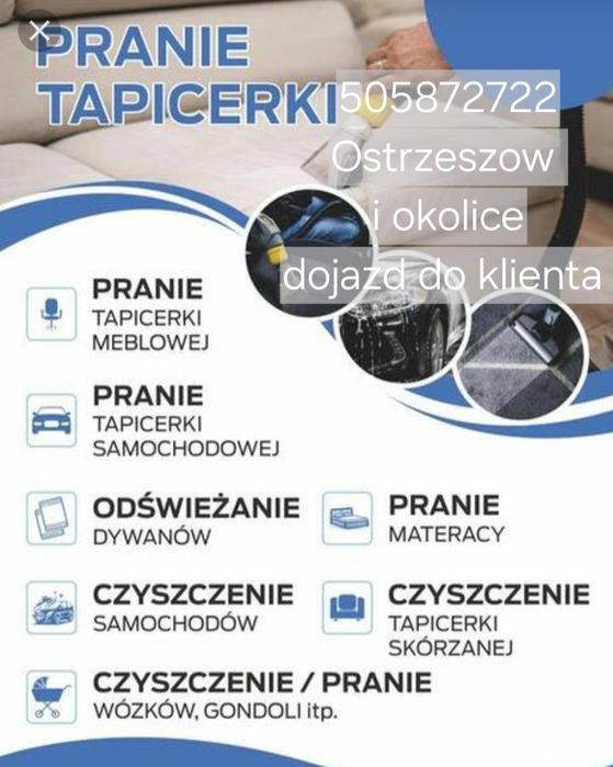 PRANIE tapicerki materiałowej, samochodowej, narożniki, kanapy, fotele