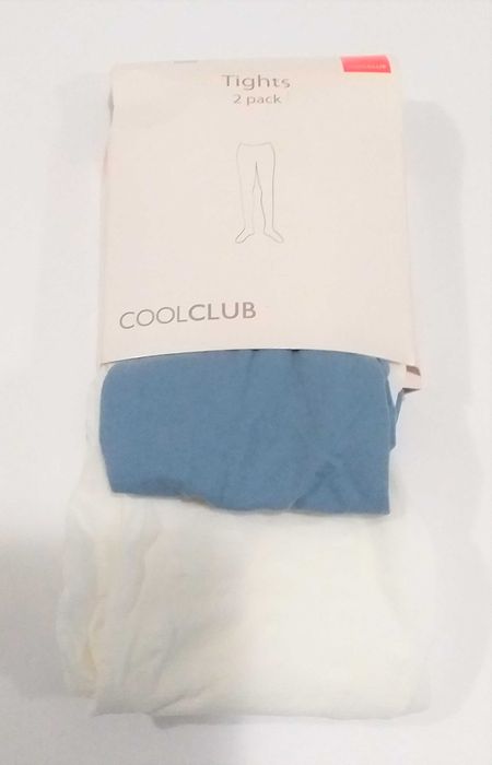 Rajstopy rajstopki 116-122 Cool Club Smyk białe serca ciemny niebieski