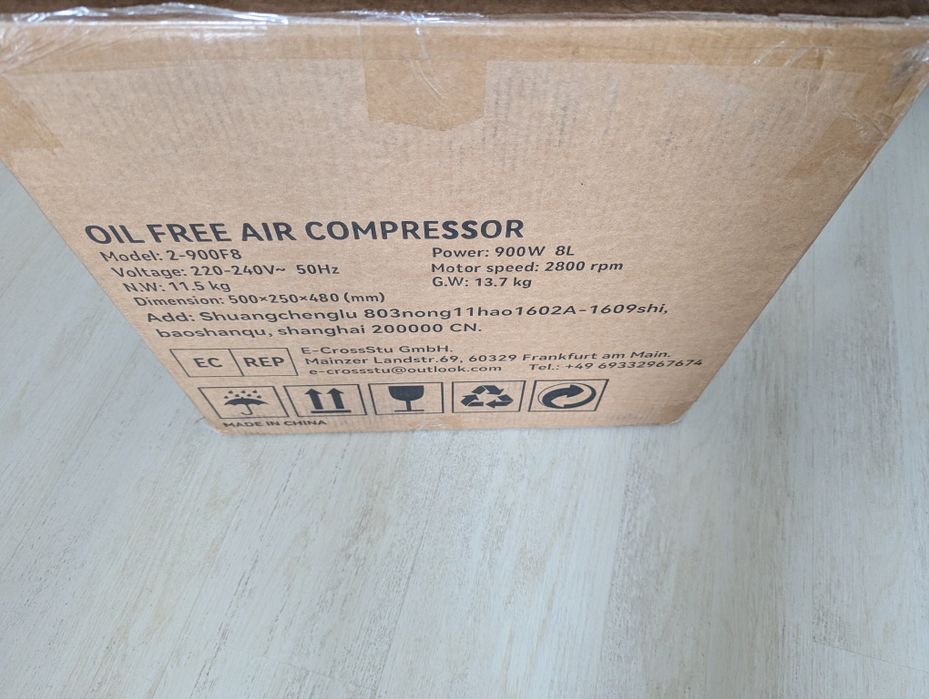 Kompresor bezolejowy Vevor 8L 70db