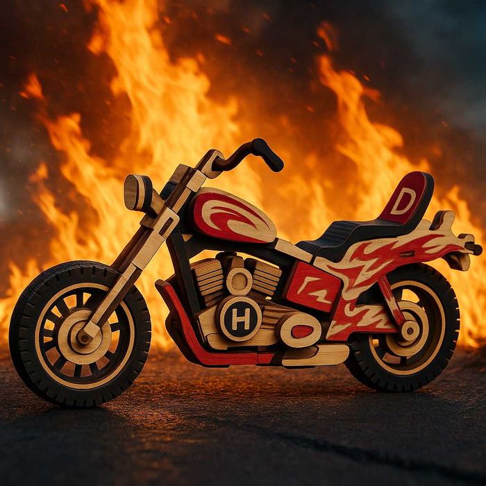 Дерев'яний конструктор 3D пазл мотоцикл