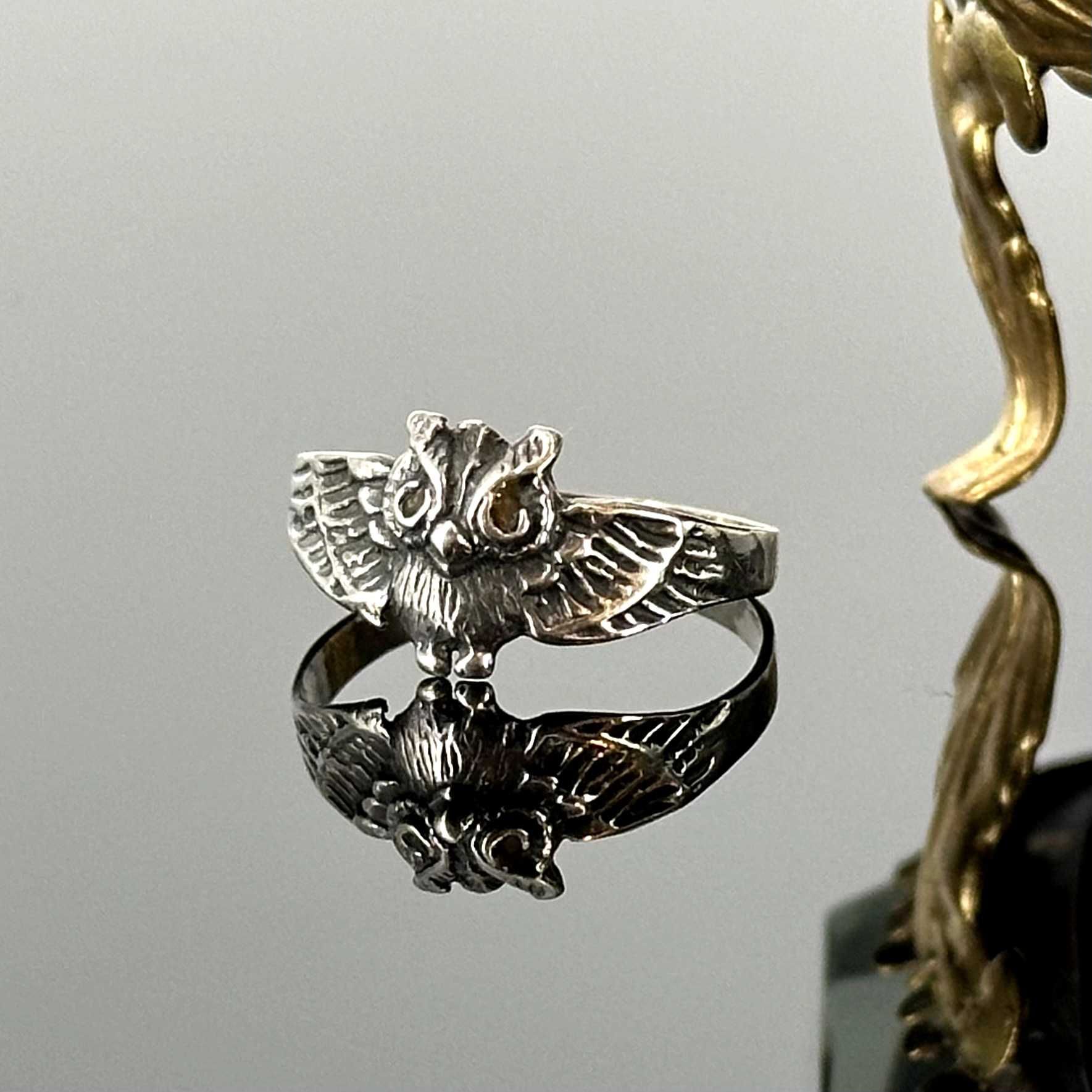 Srebro - Srebrny pierścionek z sową - próba srebra 925