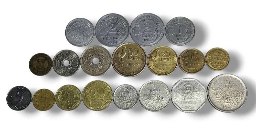 Набір старих монет Франції