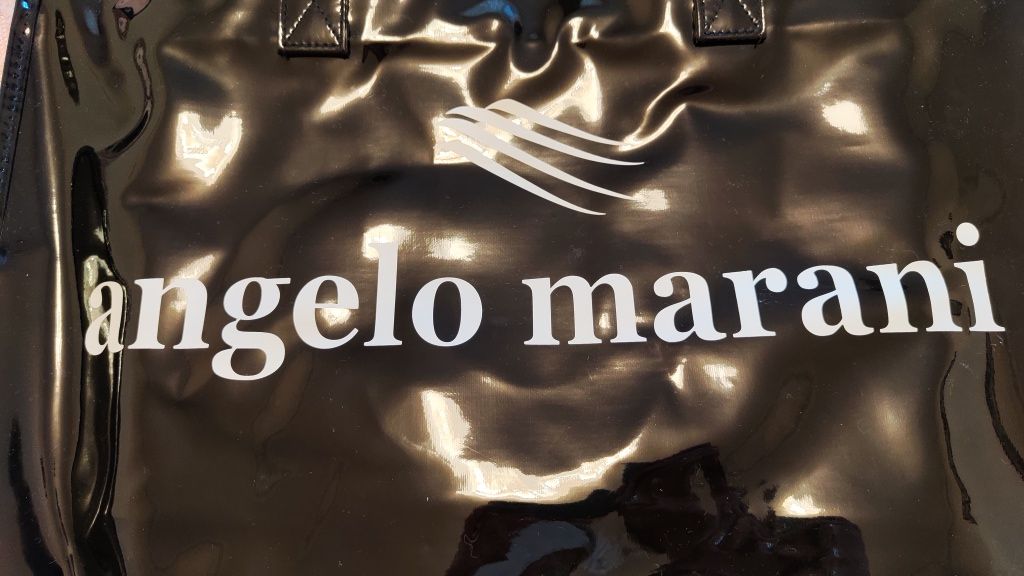 Новая фирменная черная лаковая сумка шоппер Angelo Marani на змейке.