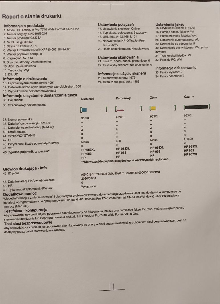 Drukarka HP OfficeJet Pro 7740