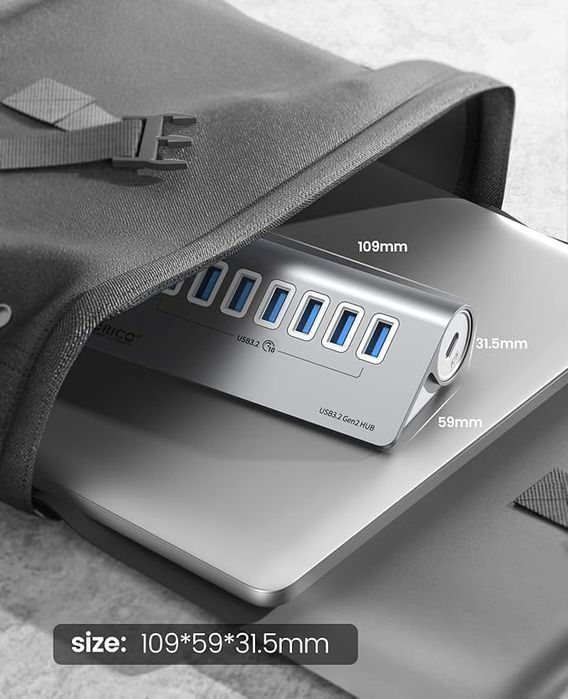 Orico, 7-Portowy Rozdzielacz Usb Z Szybkim Transferem Danych 10 Gb