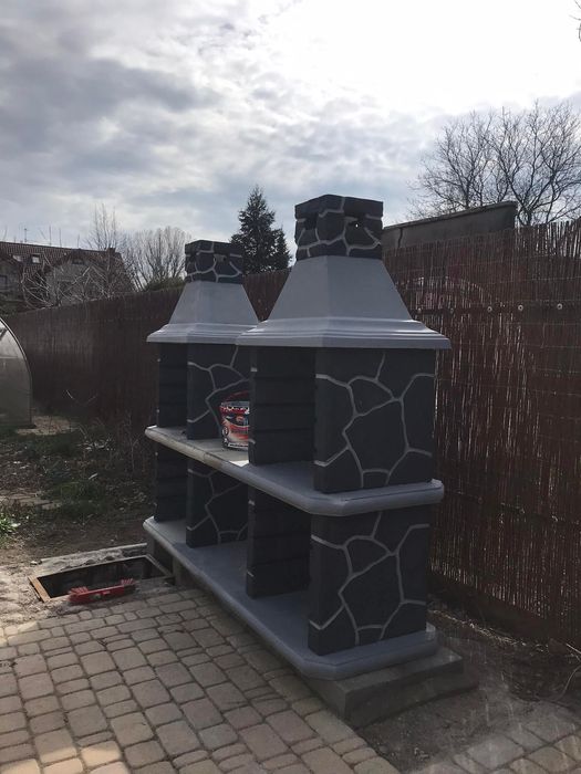 Wędzarnia betonowa z grillem dużym blatem kompletny zestaw