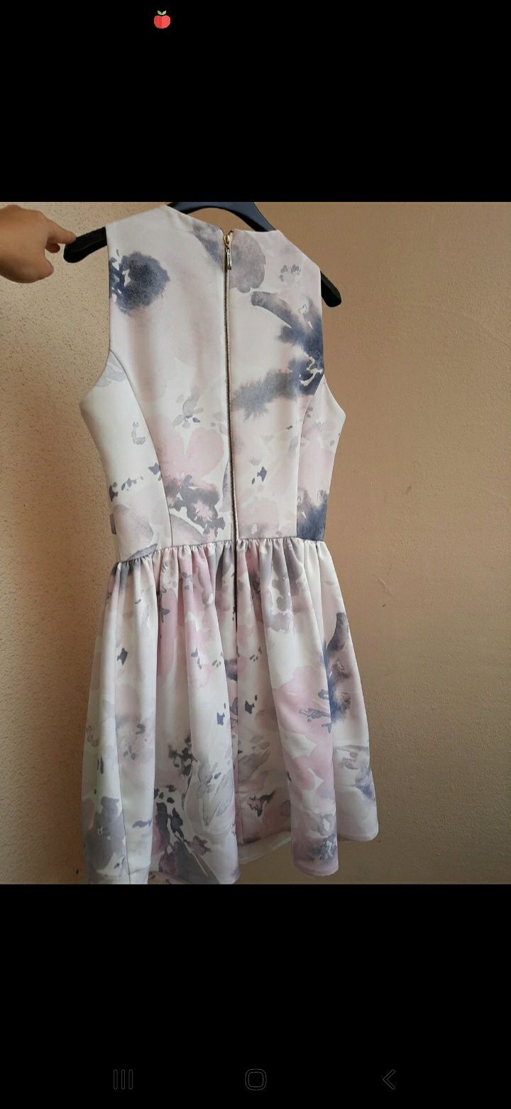 Sukienka na połowinki studniówkę wesele bal, biało-różowa