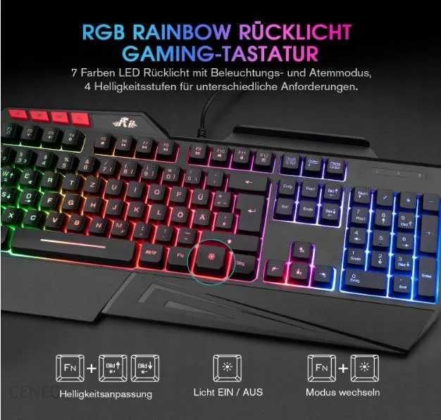 Rii RK202 Klawiatura dla Gracza, RGB, QWERTZ