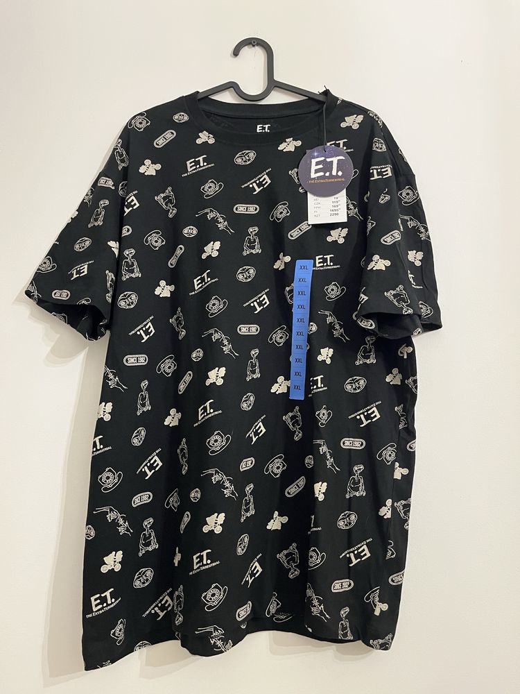 Czarna męska koszulka t-shirt sinsay E.T. XXL