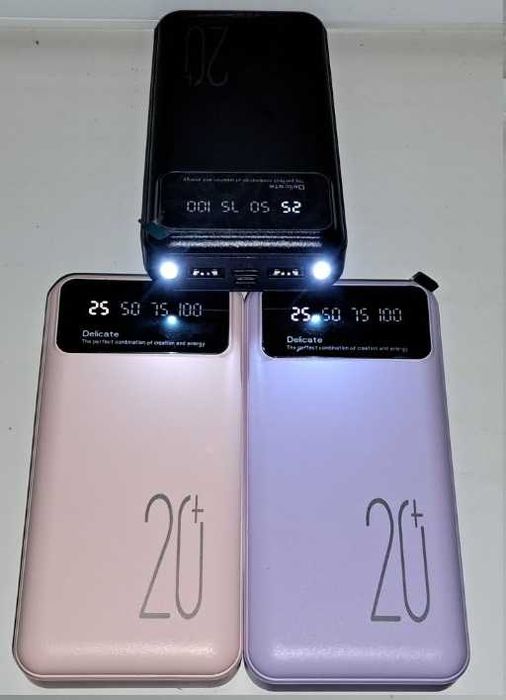 Акція!!! Повербанк павербанк  Power Bank 20000 mAh з підсвіткою та без