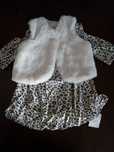 Vestido animal print+colete 12-18m novo c/etiqueta