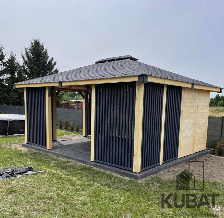 Nowoczesna altana ogrodowa 4x5 | altanka z lamelami | altana drewniana