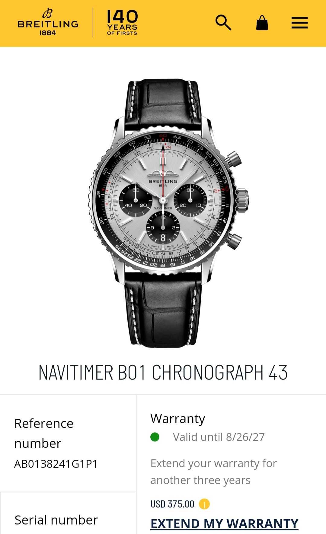 Breitling Navitimer B01 Chronograph 43  /  2022