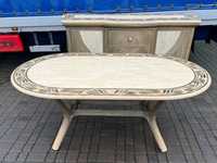 Zestaw rattanowo-drewniany komoda 6 krzeseł stół