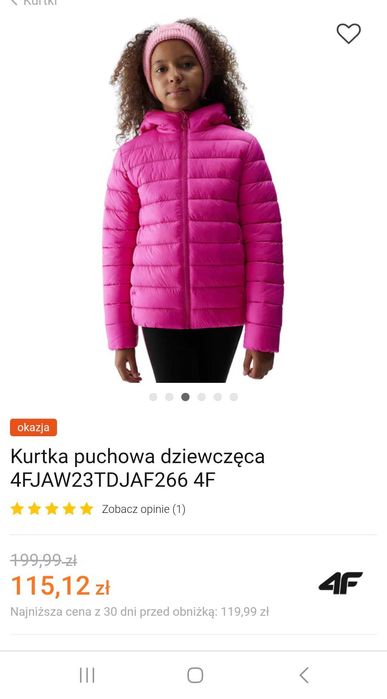 Kurtka 4f dziewczęca 164cm