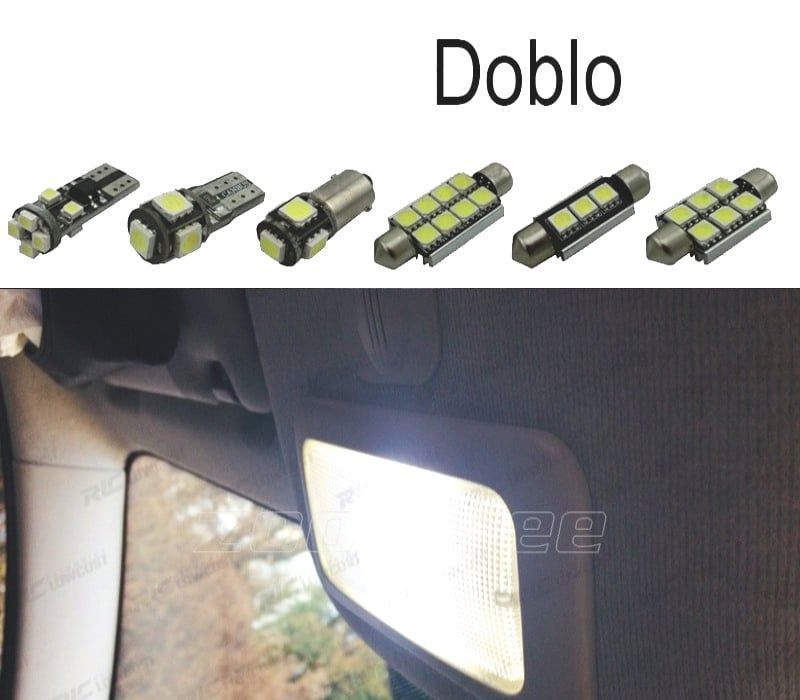 KIT COMPLETO 7 LAMPADAS LED INTERIOR PARA FIAT DOBLO 00-17
